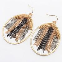 Euramerican Fashion Elegant Vintage Feather Circle Tassel Lady Party Earrings Statement Jewelry