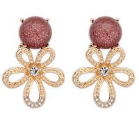 Euramerican Fashion Elegant Rhinestone Flower Small Round Earrings Lady Party Stud Earrings Movie Jewelry