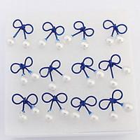 Euramerican Small Adorable Fresh Bowknot Pearl Earrings Lady Daily Stud Earrings Movie Jewelry