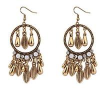 Euramerican Luxury Elegant Droplets Alloy Tassel Lady Party Drop Earrings Statement Jewelry