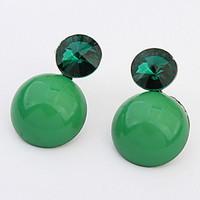 Euramerican Contracted Adorable Joker Pure Color Disk Earpins Lady Party Stud Earrings Movie Jewelry