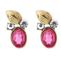 Euramerican Vintaged Adorable Luxury Gemstone Round Leaf Earrings Lady Daily Stud Earrings Movie Jewelry