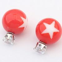 Euramerican Bright Candy Earrings Pentagram Pattern Women\'s Daily Stud Earrings Gift Jewelry