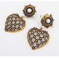 euramerican temperament elegant copper hearts pearl earrings lady busi ...