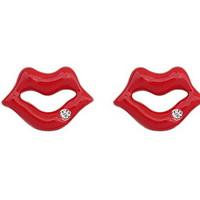 euramerican personality sexy red rhinestone lip stud earrings lady val ...