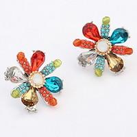 euramerican bohemia multicolor flower gem earrings womens party stud e ...