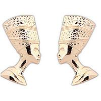 Euramerican Vintage Exaggerated Personalized Gold Moai Statues Stud Earrings Women\'s Party Statement Jewelry