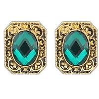 Euramerican Vintage Luxury Elegant Copper Ruby Square Stud Earrings Women\'s Party Stud Earrings Movie Jewelry