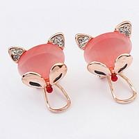 Euramerican Opal Rhinestone Elegant Adorable Fox Ear Clips Women\'s Party Gift Jewelry