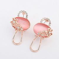 euramerican delicate adorable opal rhinestone flower small lock stud e ...