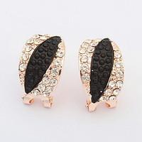 Euramerican Fashion Elegant Rhinestone Imitation Leaf Earrings Lady Business Stud Earrings Statement Jewelry