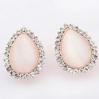 euramerican rhinestone droplets temperament of droplets opal ear clips ...