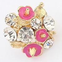Euramerican Friendship Luxury Elegant Rhinestone Flower Lady Gift Jewelry Cuff Ring