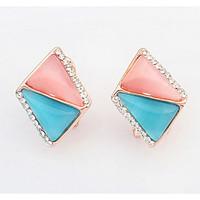 Euramerican Rhinestone Opal Triangle Classic Elegant Luxury Women\'s Daily Stud Earrings Gift Jewelry