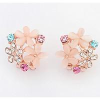 Euramerican Delicate Rhinestone Sweet Multicolor Flowers Women\'s Daily Ear Clips Gift Jewelry