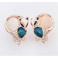 Euramerican Elegant Adorable Opal And Rhinestone Delicate Fox Women\'s Casual Stud Earrings Movie Jewelry