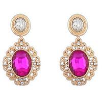 Euramerican Vintage Luxury Elegant Oval Gem Earrings Women\'s Party Drop Earrings Movie Jewelry
