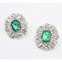 Euramerican Luxury Elegant Imitation Diamond Gem Girl Party Stud Earrings Statement Jewelry