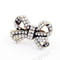 euramerican vintage sweet elegant womens bowknot pearl ring gift movie ...