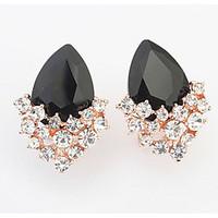 Euramerican Delicate and Sweet Luxury Rhinestone Droplets Lady Party Stud Earrings Movie Jewelry