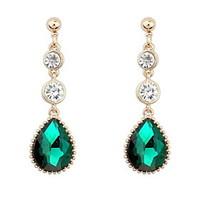 Euramerican Fashion Droplets Luxury Elegant Rhinestone Gemstone Temperament Drop Earrings Lady Party Drop Earrings Movie Jewelry