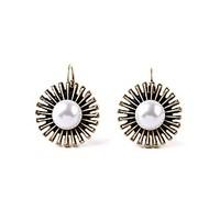 european style luxury gem earrings imitation pearl daisy flower stud e ...