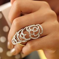 European Style Hollow Out Rose Full Crystals Ring