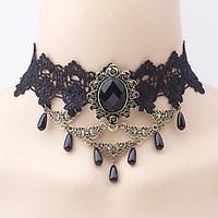 europe retro black lace chokers necklaces gothic jewelry water drop sh ...