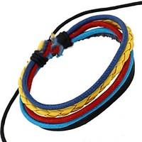 european style unisex cool multicolor leather bracelet random color