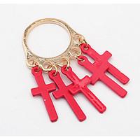 Euramerican Fashion Personality Red Dangling Style Cross Ring Statement Jewelry