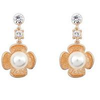 europe and the united states ruili four leaf pearl earrings