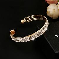 European Style Full Crystal Charm Cuff Bangle Bracelet Fine Jewelry for Wedding Party