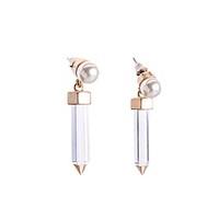 European Luxury Gem Geometric Earrrings Exaggerated Pearl Drop Earrings for Women Fashion Jewelry Best Gift
