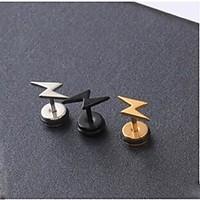 European Lightning Steel Stud Earrings(Black, Gold, Silver) (1 Pc)
