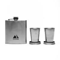 eurohike 06oz hip flask and two cups silver silver