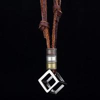 European And American Retro Casual Sports Hollow Cube Pendant Necklaces
