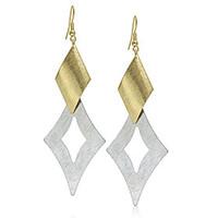 europe and america exaggerate metal square gold leaf drop dangle earri ...