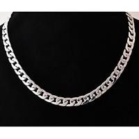 European (Geometric) Titanium Steel Chain Necklace(Silver) (1 Pc) Jewelry Christmas Gifts
