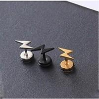 European Lightning Steel Stud Earrings(Black, Gold, Silver) (1 Pc)