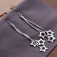 european hollow stars 925 silver drop earrings2pc