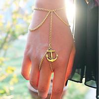 European Style Retro Fashion Personality Tassel Anchor Chain Simple Bracelet with Ring