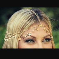 european style fashion chain tassel ultra shiny wavy hair band