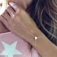 European Style Fashion Simple Elegant Heart Bracelet with Ring Christmas Gifts