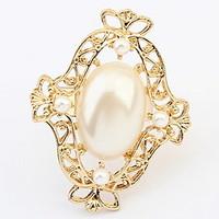 Euramerican Elegant Luxury Fashion Party Pearl Cuff Ring Gift Jewelry