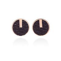 Europestyle Retro Gilded Edge Roundness Leather Alloy Stud Earrings