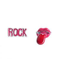 european style punk exaggerate oil drip rock tongue alloy stud earring ...