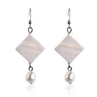 European Style fashion square shell pearl silver plating Earrings