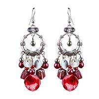 Europe And The United States Of Bohemia Wind Exaggerated Alloy Tassel Gemstone Earrings