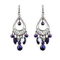 Europe And The United States Of Bohemia Wind Exaggerated Alloy Tassel Gemstone Earrings