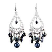 Europe And The United States Of Bohemia Wind Exaggerated Alloy Tassel Gemstone Earrings